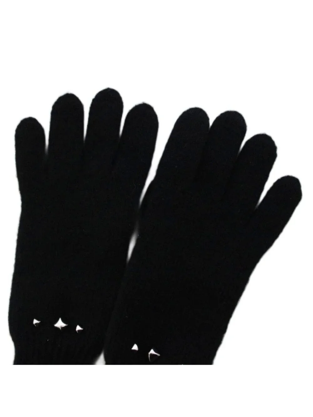 Hermes Darling Medall Cashmere Knit Gloves Visual Decoration Black